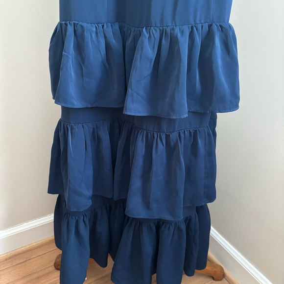 Abercrombie & Fitch XS Petite Navy Blue Ruffle Tiered Maxi Dress - Picture 2 of 6